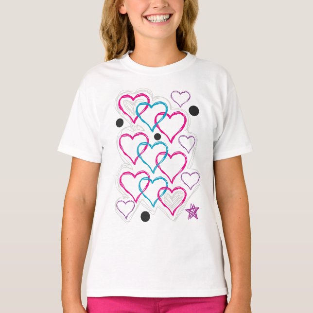 Love heart doodles T-Shirt (Front)