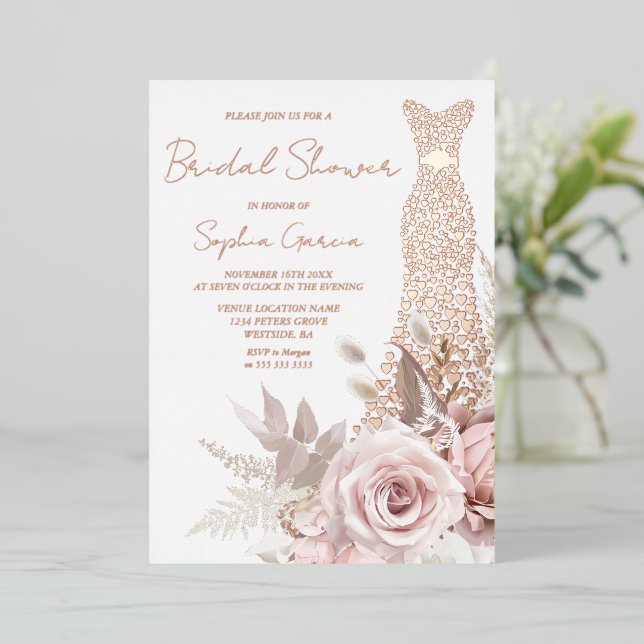 Love Heart Dress Bridal Shower Rose Gold Real  (Standing Front)