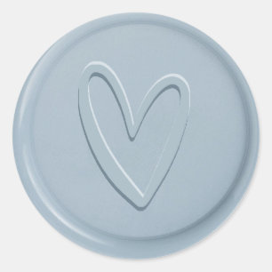 Love Heart Dusty Blue Wax Seal Sticker