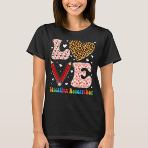 Love Heart Education Researcher Leopard Plaid Vale T-Shirt