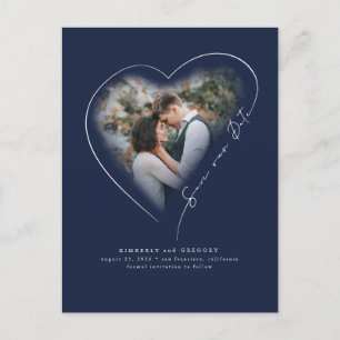 Love Heart Elegant Minimal Save The Date Photo Announcement Postcard