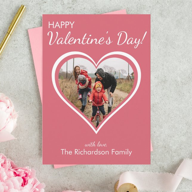 Love Heart Family Photo Valentine's Day Holiday Card (Happy Valentine's Day!)