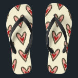 Love Heart Flip Flop Footwear ( Cream Background )<br><div class="desc">Love is in the air with this sweet love heart pattern. The perfect gift for your love on Valentine's Day,  Anniversaries,  Birthdays or just to say I love you.</div>