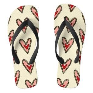 Love Heart Flip Flop Footwear ( Cream Background )