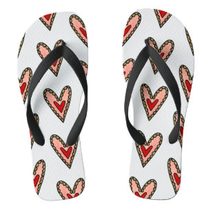 Love Heart Flip Flop Footwear ( White Background )
