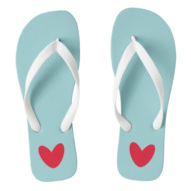 Love Heart Flip Flops Beach Footwear (Footbed)