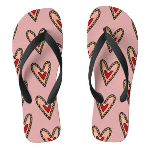 Love Heart Flip Flops Beach Footwear