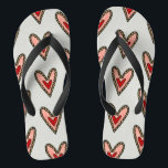 Love Heart Flip Flops Footwear ( Gray Background )<br><div class="desc">Love is in the air with this sweet love heart pattern. The perfect gift for your love on Valentine's Day,  Anniversaries,  Birthdays or just to say I love you.</div>