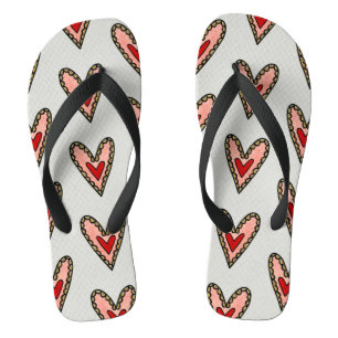 Love Heart Flip Flops Footwear ( Gray Background )