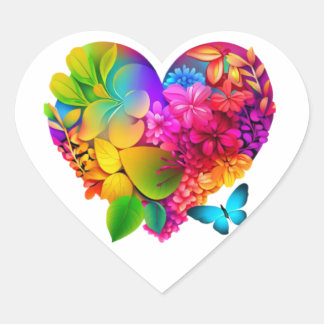Love Heart Floral Design Sticker