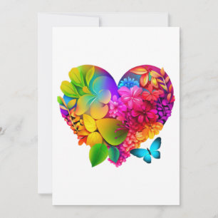 Love Heart Floral Design Thank You Card