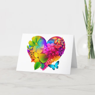 Love Heart Floral Design Thank You Card