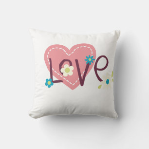 Love Heart Floral Typography Clip Art Cushion