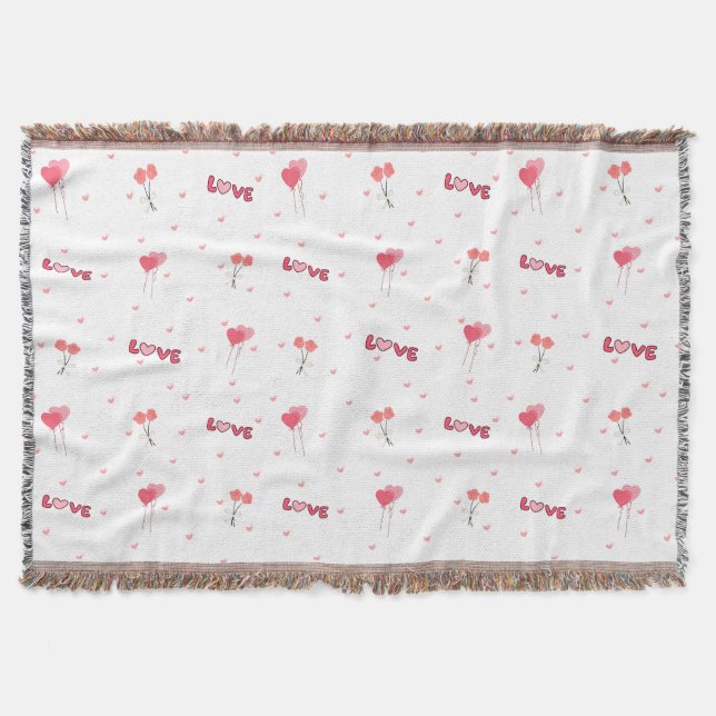 Love Heart Flower Throw Blanket (Front)