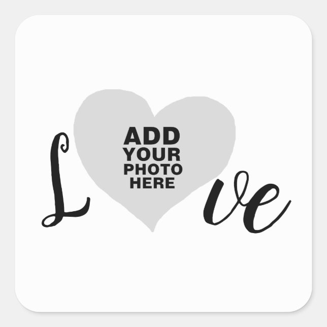 love heart frame with special photo  square sticker (Front)