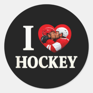 Love Heart Gay Hockey Unhinged Gay Pride Parade Classic Round Sticker