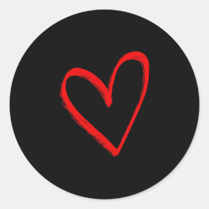 Love Heart Graphic - Red Heart Valentines Day Classic Round Sticker
