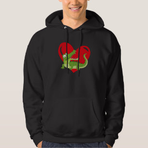 Love Heart Graphic Valentine's Day Alligators Boys Hoodie