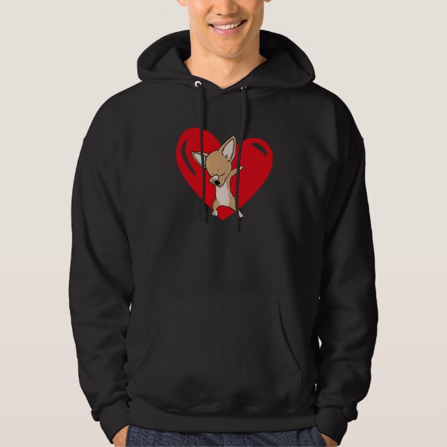 Love Heart Graphic Valentine's Day Chihuahua Boys  Hoodie (Front)