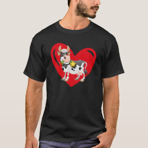 Love Heart Graphic Valentine's Day Cow Boys Kids T-Shirt