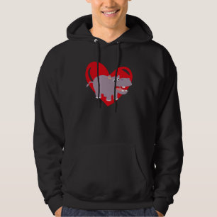 Love Heart Graphic Valentine's Day Hippo Boys Kids Hoodie