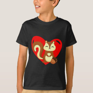 Love Heart Graphic Valentines Day Squirrel Boys K T-Shirt