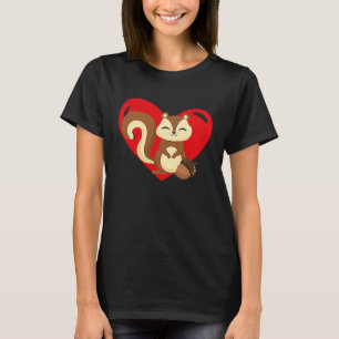 Love Heart Graphic Valentine's Day Squirrel Boys K T-Shirt