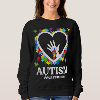 Love Heart Hand Puzzle Piece Autism Awareness Mont Sweatshirt