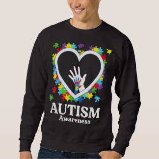 Love Heart Hand Puzzle Piece Autism Awareness Mont Sweatshirt