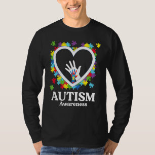 Love Heart Hand Puzzle Piece Autism Awareness Mont T-Shirt