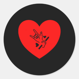 Love Heart Hand Sign Language Hearing Loss Awarene Classic Round Sticker