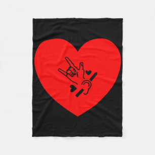 Love Heart Hand Sign Language Hearing Loss Awarene Fleece Blanket