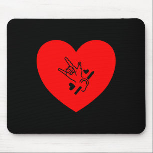 Love Heart Hand sign language hearing loss awarene Mouse Pad