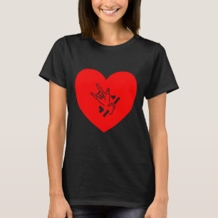 Love Heart Hand Sign Language Hearing Loss Awarene T-Shirt