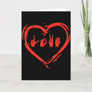 Love Heart Hand Sign Language Valentines Asl Deaf  Card