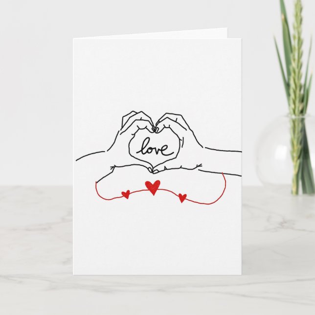 Love Heart Hands Together Card (Front)