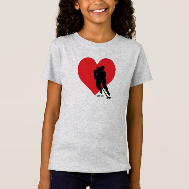 Love Heart Hockey Girls T-Shirt (Front)