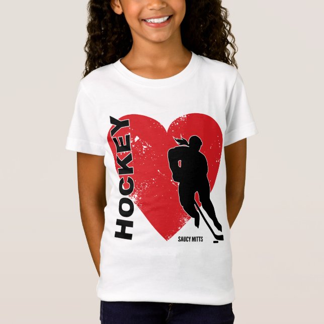 Love Heart Hockey Girls T-Shirt (Front)