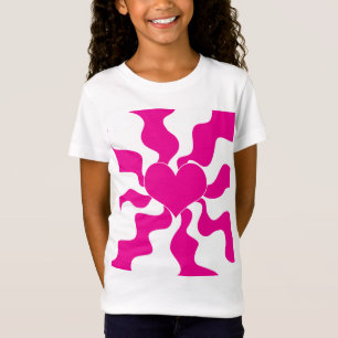 Love Heart in Magenta and White T-Shirt