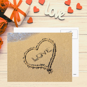 Love Heart in the Sand Postcard