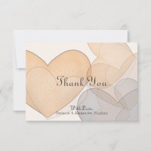 Love Heart Ivory Script Wedding Thank You Card