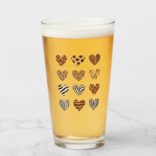 Love Heart Leopard Cute Valentine's Day Glass