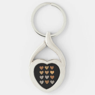 Love Heart Leopard Cute Valentine's Day  Key Ring