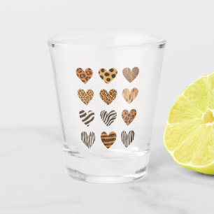 Love Heart Leopard Cute Valentine's Day Shot Glass