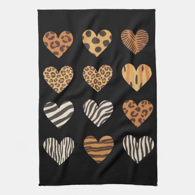 Love Heart Leopard Cute Valentine's Day  Tea Towel (Vertical)