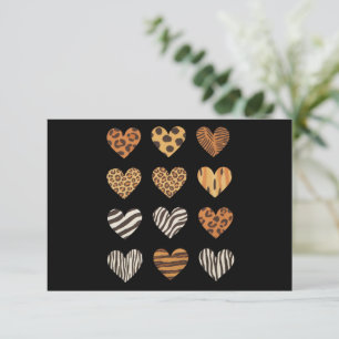 Love Heart Leopard Cute Valentine's Day  Thank You Card