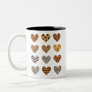 Love Heart Leopard Cute Valentine's Day Two-Tone Coffee Mug