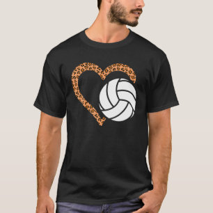 Love Heart Leopard Volleyball Ball Sport Mum T-Shirt