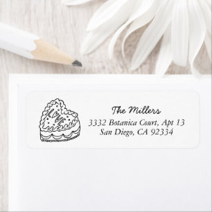 Love Heart Line Drawn Doodle Black & White Address