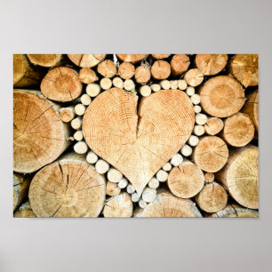 Love Heart Log Firewood Poster